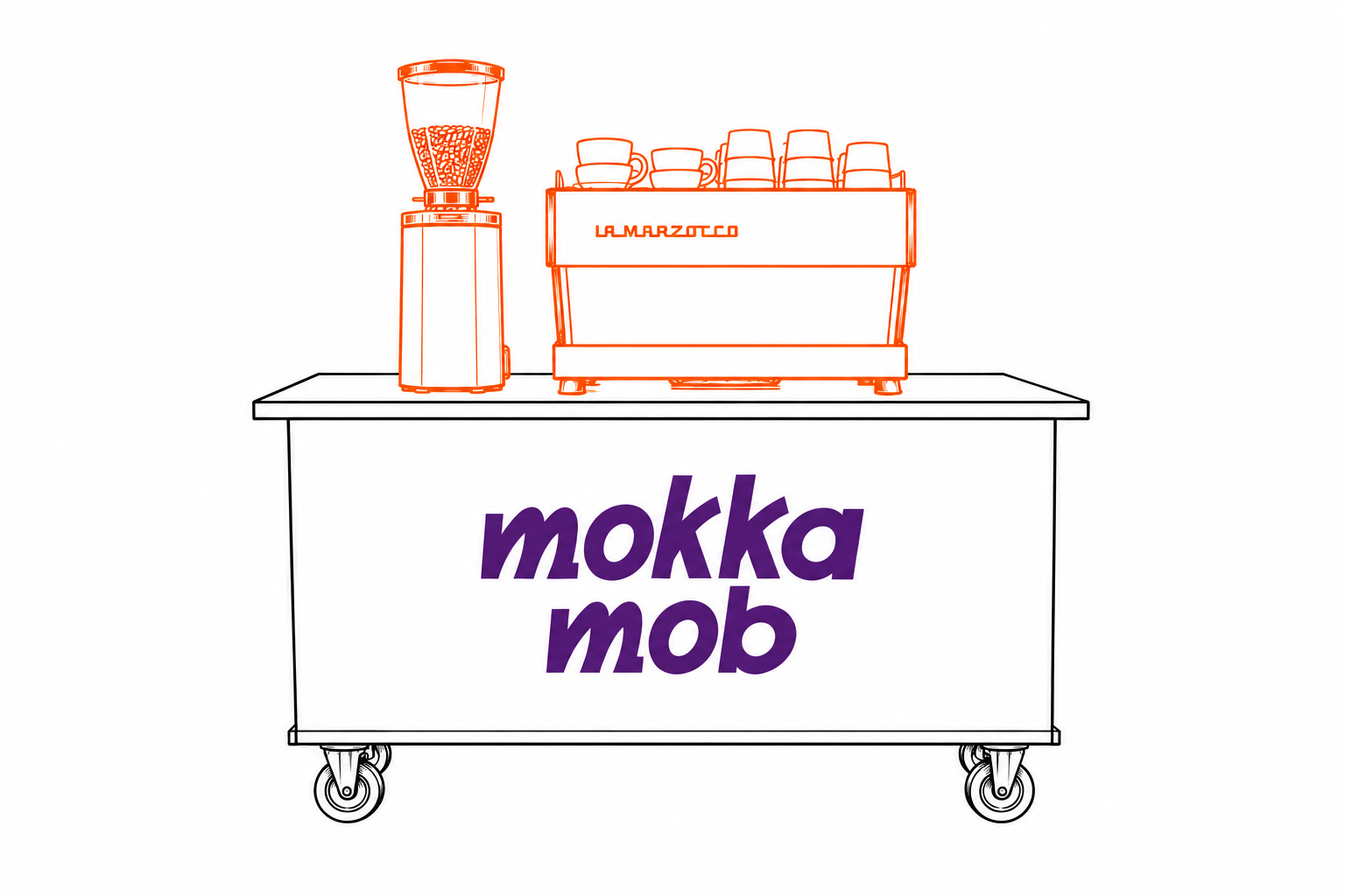 Coffee Cart mit La Marzocco Maschine und Mühle